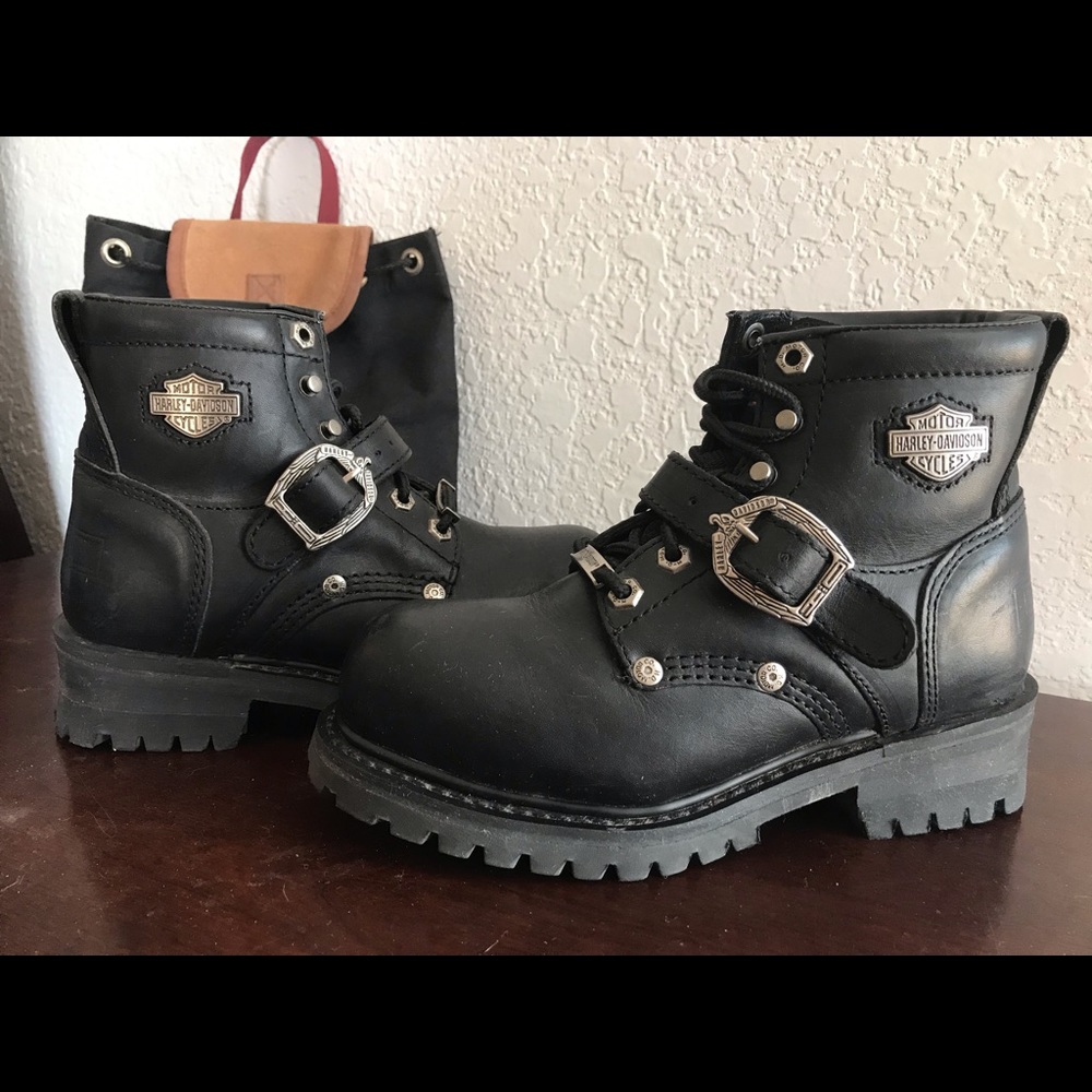 Black leather Harley boots